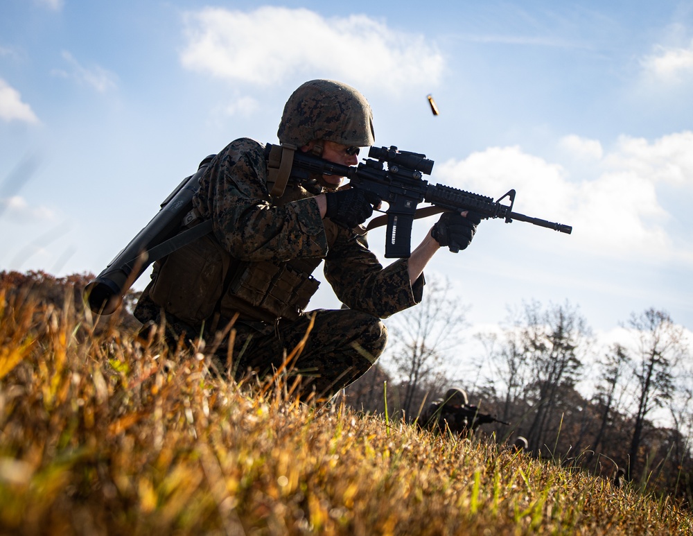 Marines with Guard Company, Marine Barracks Washington, amplify their infantry training expertise at Marine Corps Base Quantico, Va.