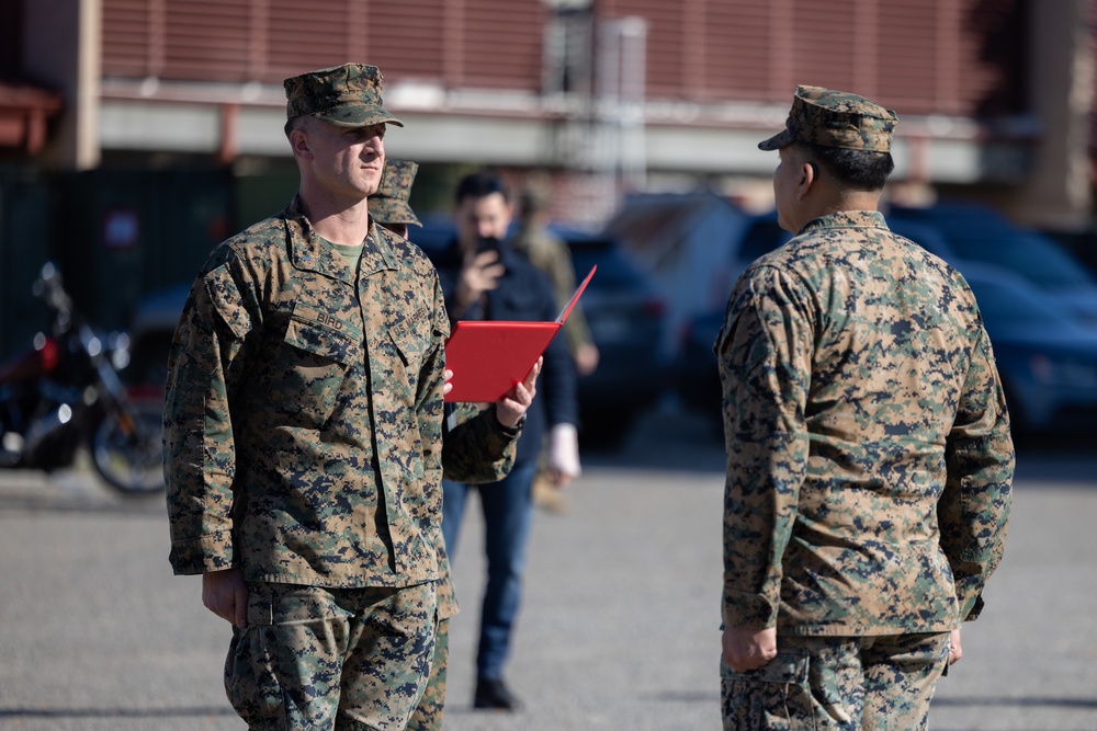 2nd Bn., 1st Marines Marine receives Purple Heart