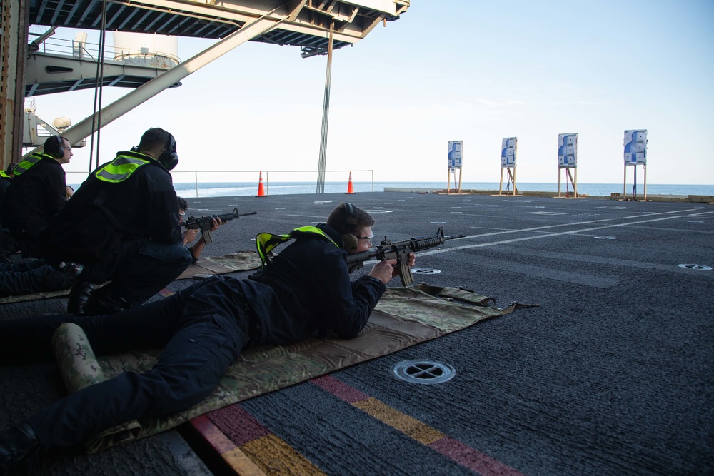 Abraham Lincoln conducts small-arm live-fire exercise