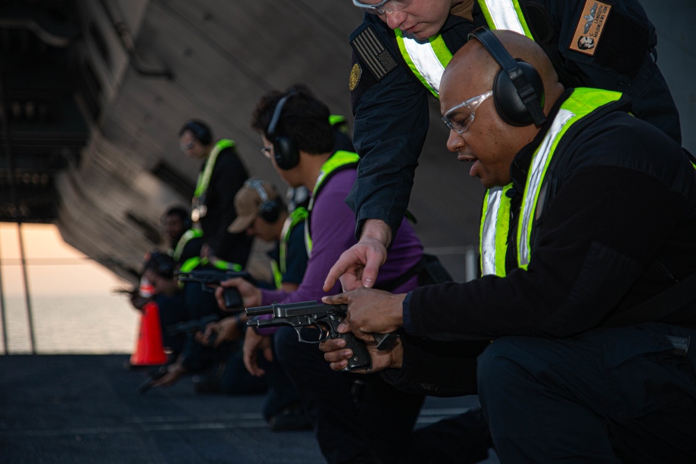 Abraham Lincoln conducts small-arm live-fire exercise