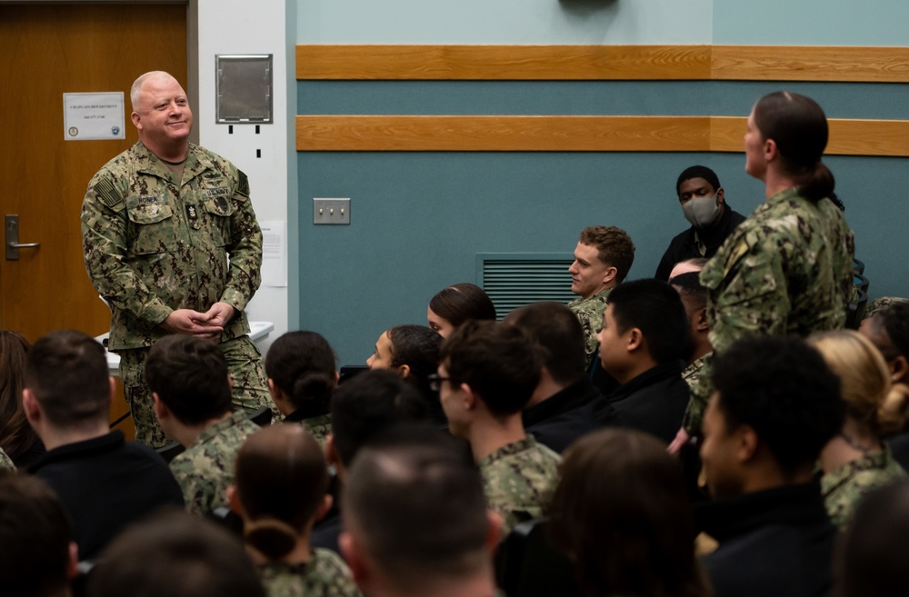 MCPON James Honea and Ombudsman-at-Large Evelyn Honea Visit Naval Station Everett