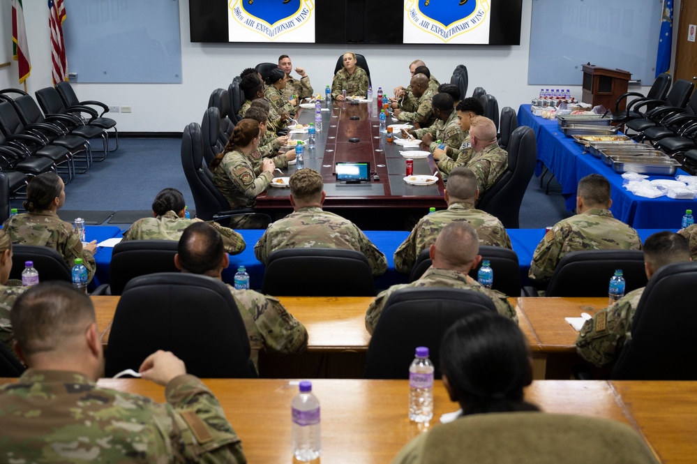 Ninth Air Force command chief visits 386 AEW Marauders