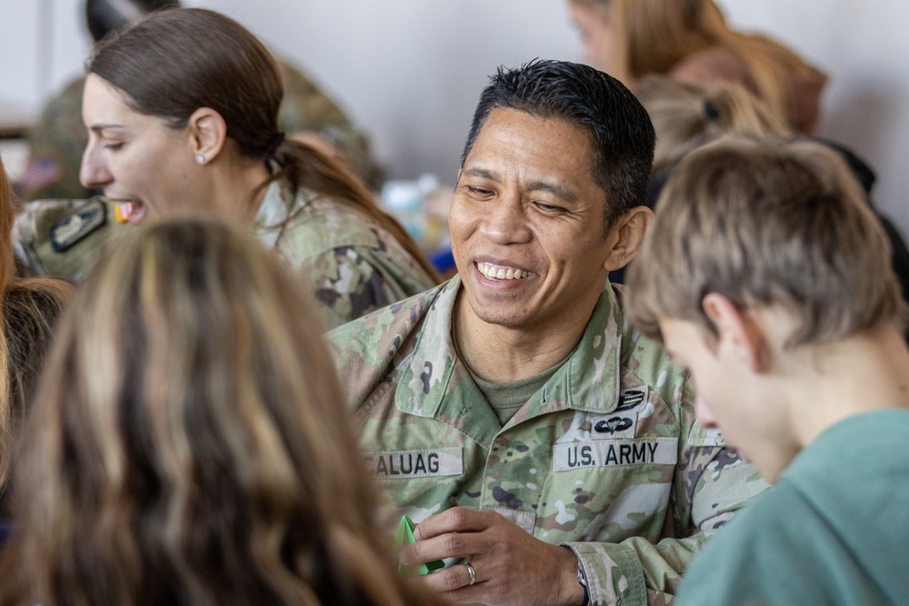 Soldiers Craft Holiday Decorations with Polish Youth