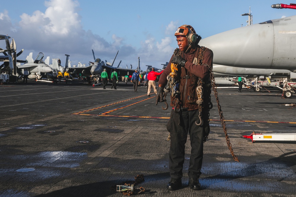 Sailor Collects Aircraft Chains