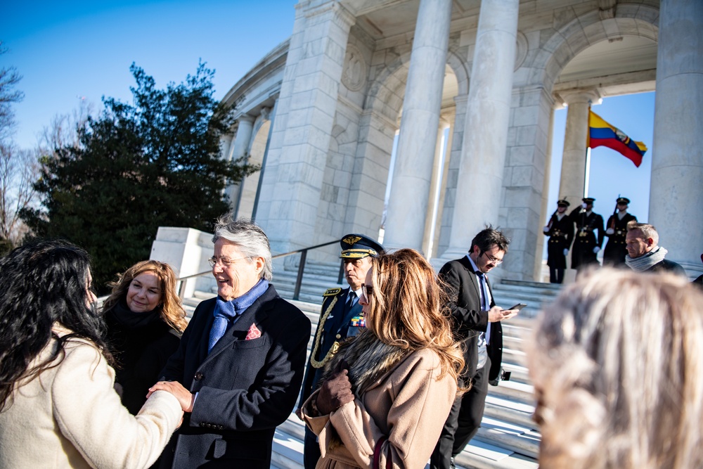 Ecuadorian President Guillermo Lasso Participates in an Armed Forces Full Honors Wreath-Laying Ceremony at the Tomb of the Unknown Soldier