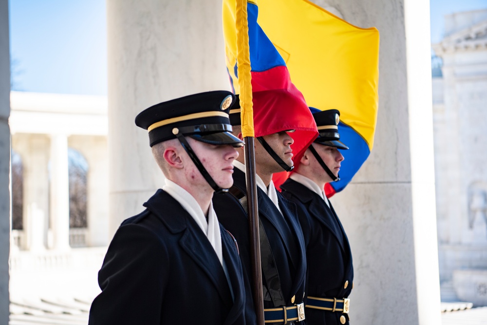 Ecuadorian President Guillermo Lasso Participates in an Armed Forces Full Honors Wreath-Laying Ceremony at the Tomb of the Unknown Soldier