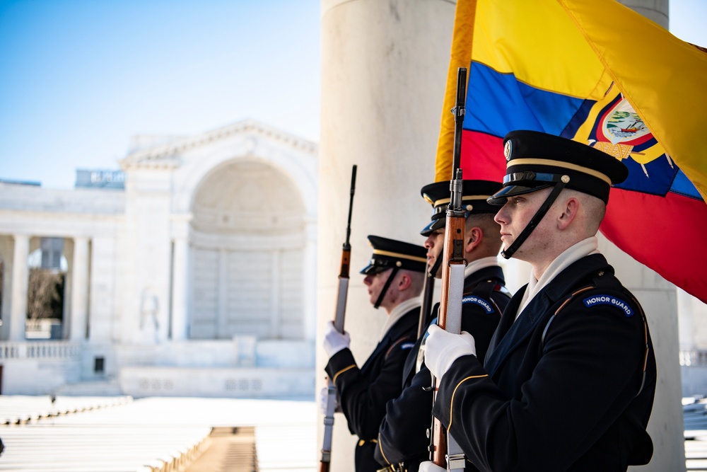 Ecuadorian President Guillermo Lasso Participates in an Armed Forces Full Honors Wreath-Laying Ceremony at the Tomb of the Unknown Soldier