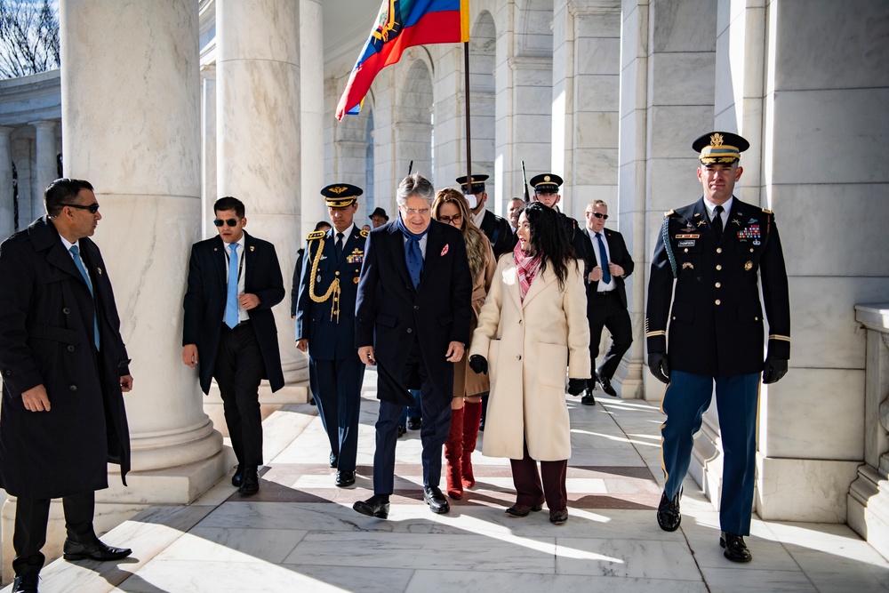 Ecuadorian President Guillermo Lasso Participates in an Armed Forces Full Honors Wreath-Laying Ceremony at the Tomb of the Unknown Soldier