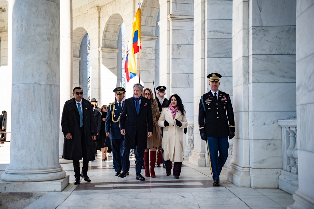 Ecuadorian President Guillermo Lasso Participates in an Armed Forces Full Honors Wreath-Laying Ceremony at the Tomb of the Unknown Soldier