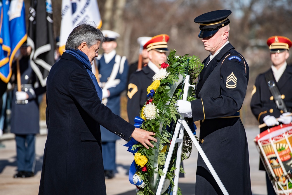 Ecuadorian President Guillermo Lasso Participates in an Armed Forces Full Honors Wreath-Laying Ceremony at the Tomb of the Unknown Soldier