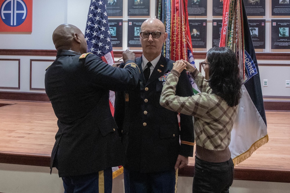 Army communication warrant officer get promoted during ceremony