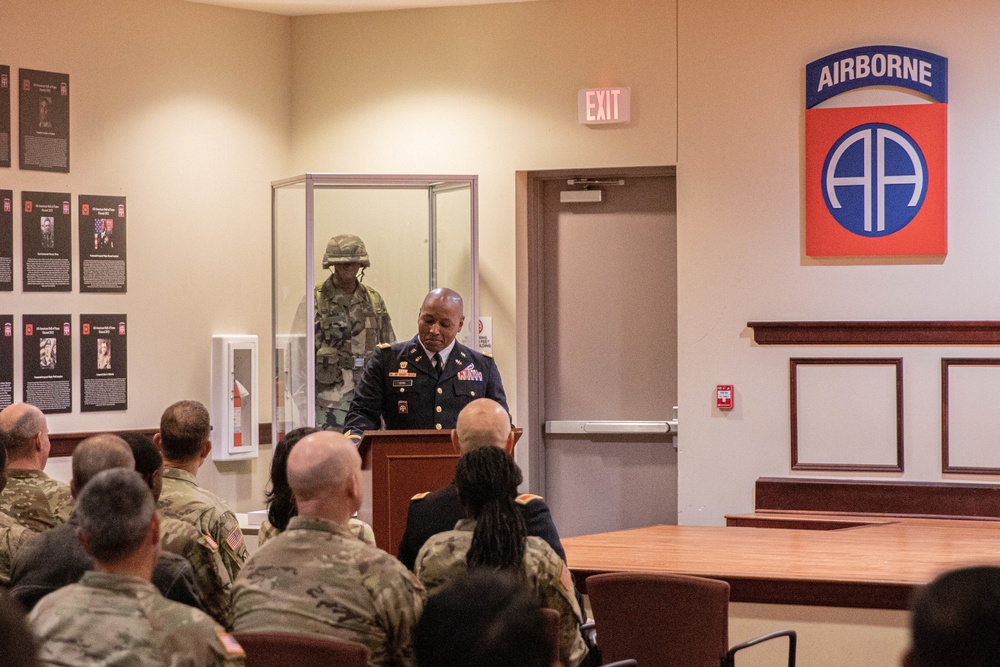 Army communication warrant officer gets promoted during ceremony