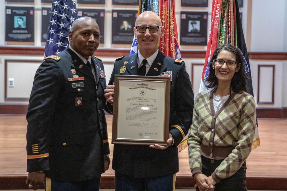 Army communication warrant officer get promoted during ceremony