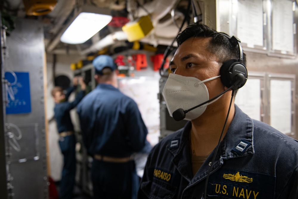 USS Milius (DDG 69) Sails In The South China Sea