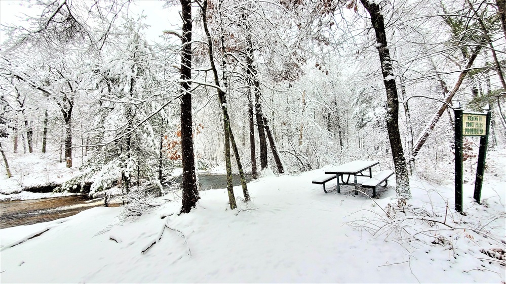 December 2022 snow scenes in Fort McCoy's Pine View Recreation Area