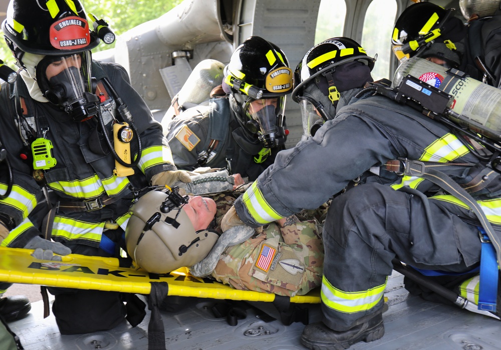 Firefighters practice emergency response to aircraft crash