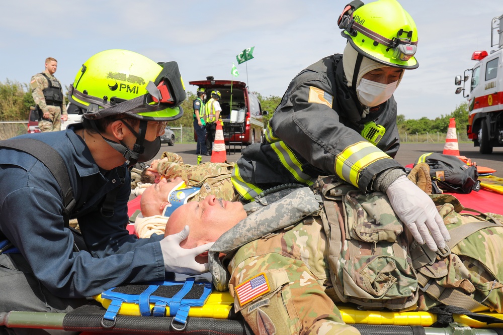 Firefighters practice emergency response to aircraft crash