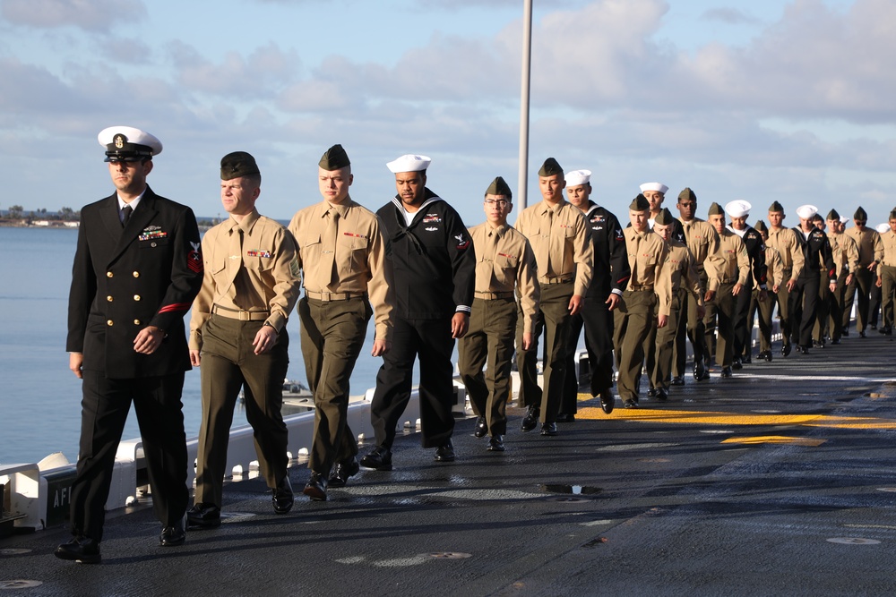 DVIDS - Images - USS Makin Island man the rails ceremony [Image 2 of 2]