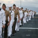 U.S. Marines and Sailors man the rail ceremony