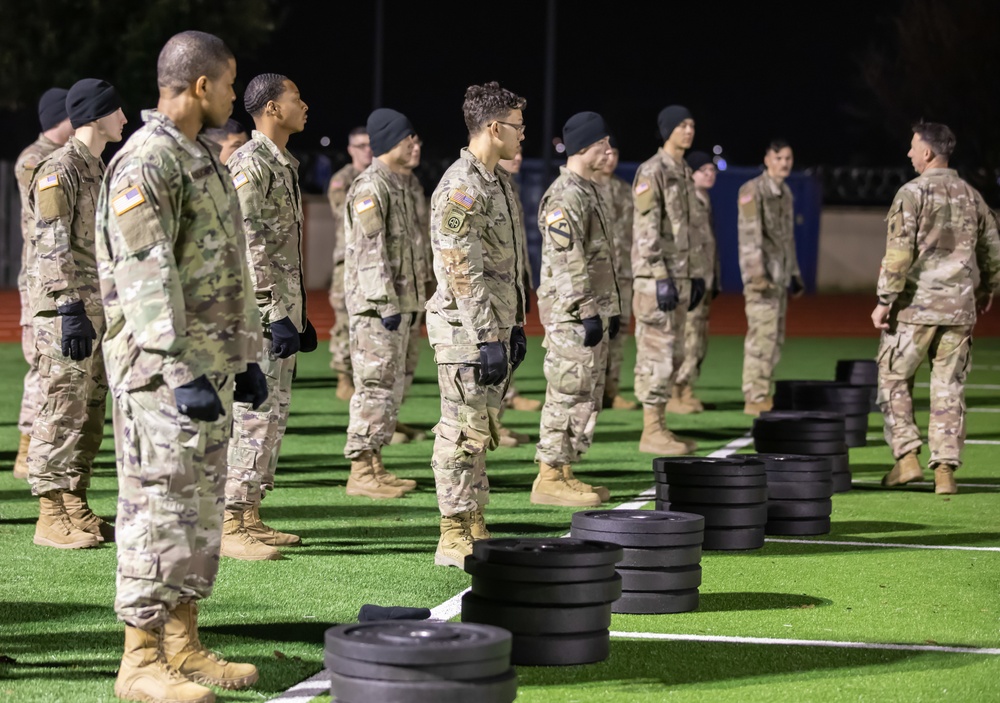 CSM Teakell leads noncommissioned officers in physical training