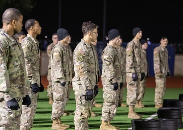 CSM Teakell leads noncommissioned officers in physical training