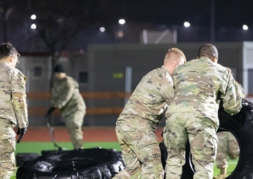 CSM Teakell leads noncommissioned officers in physical training
