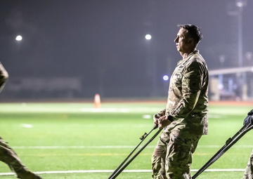 CSM Teakell leads noncommissioned officers in physical training