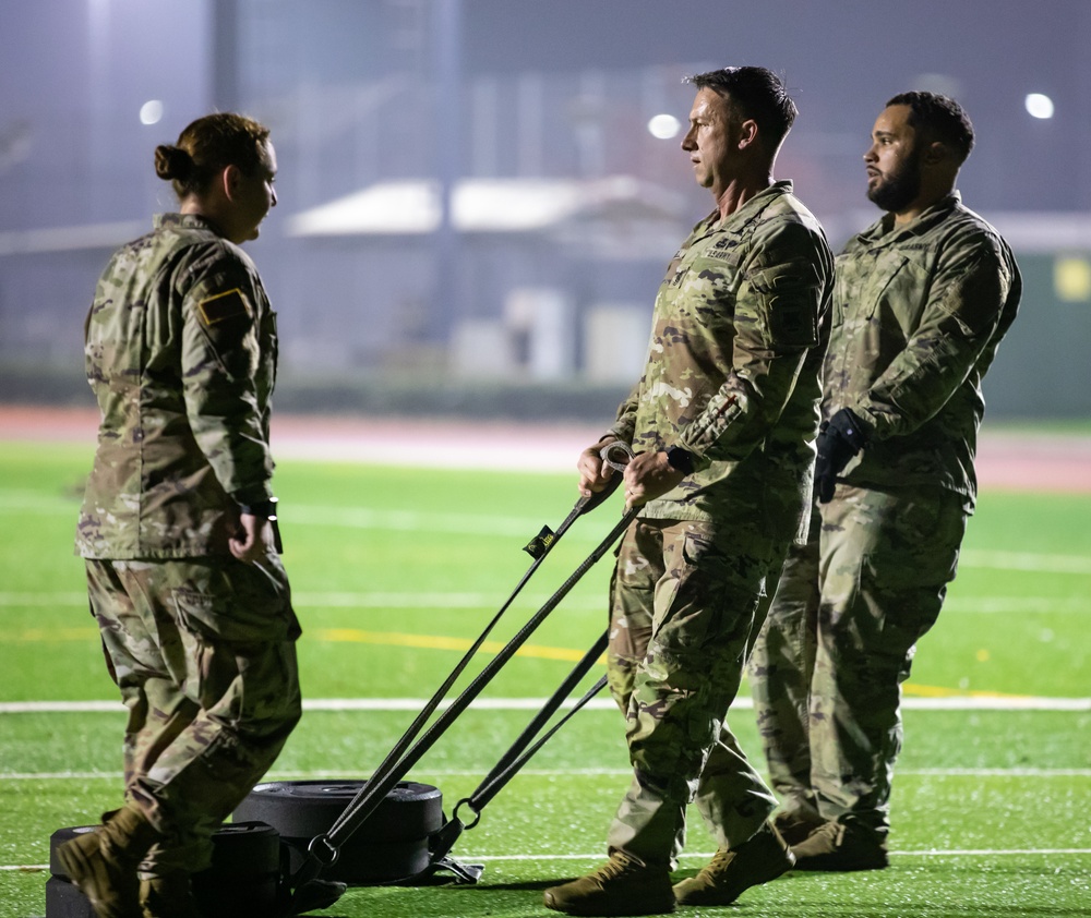 CSM Teakell leads noncommissioned officers in physical training