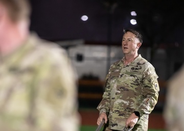 CSM Teakell leads noncommissioned officers in physical training