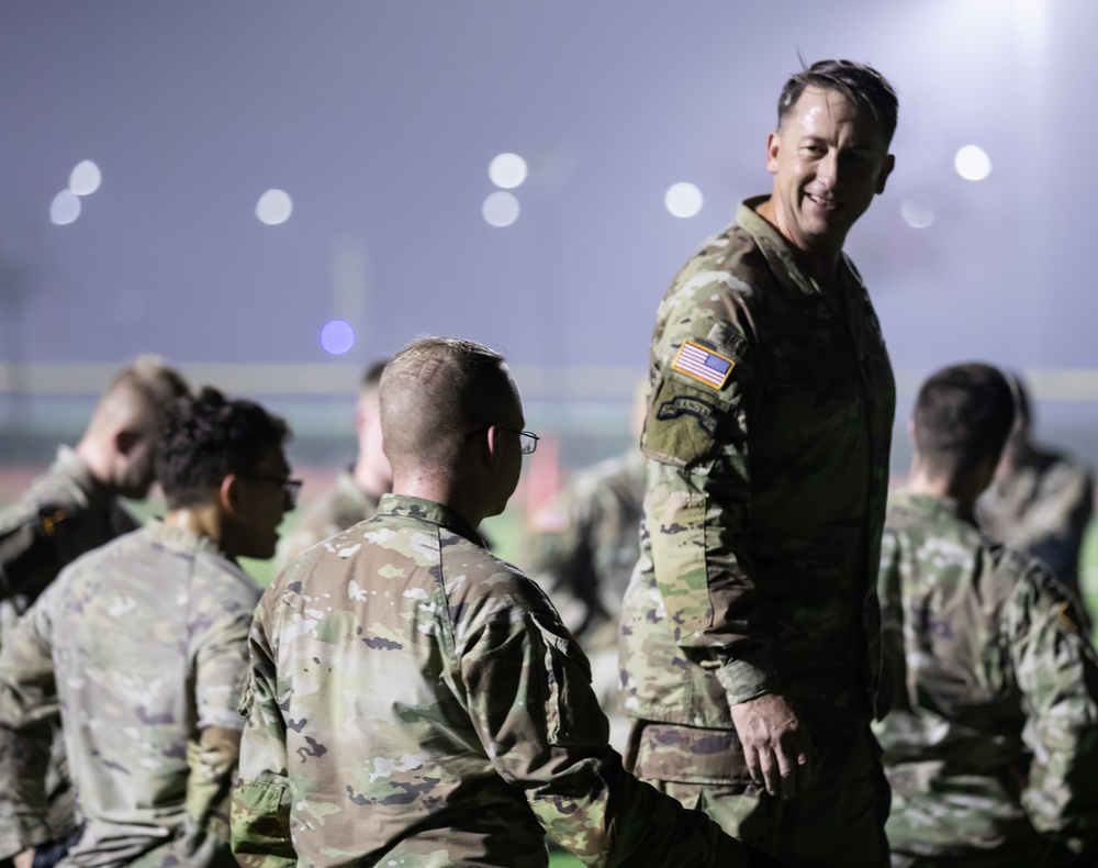 CSM Teakell leads noncommissioned officers in physical training