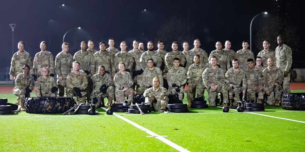 CSM Teakell leads noncommissioned officers in physical training