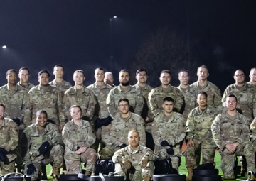 CSM Teakell leads noncommissioned officers in physical training