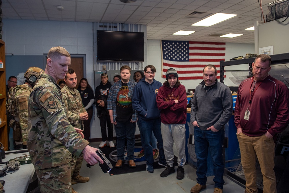 182nd Airlift Wing recruiters host Manual High School students for base tour