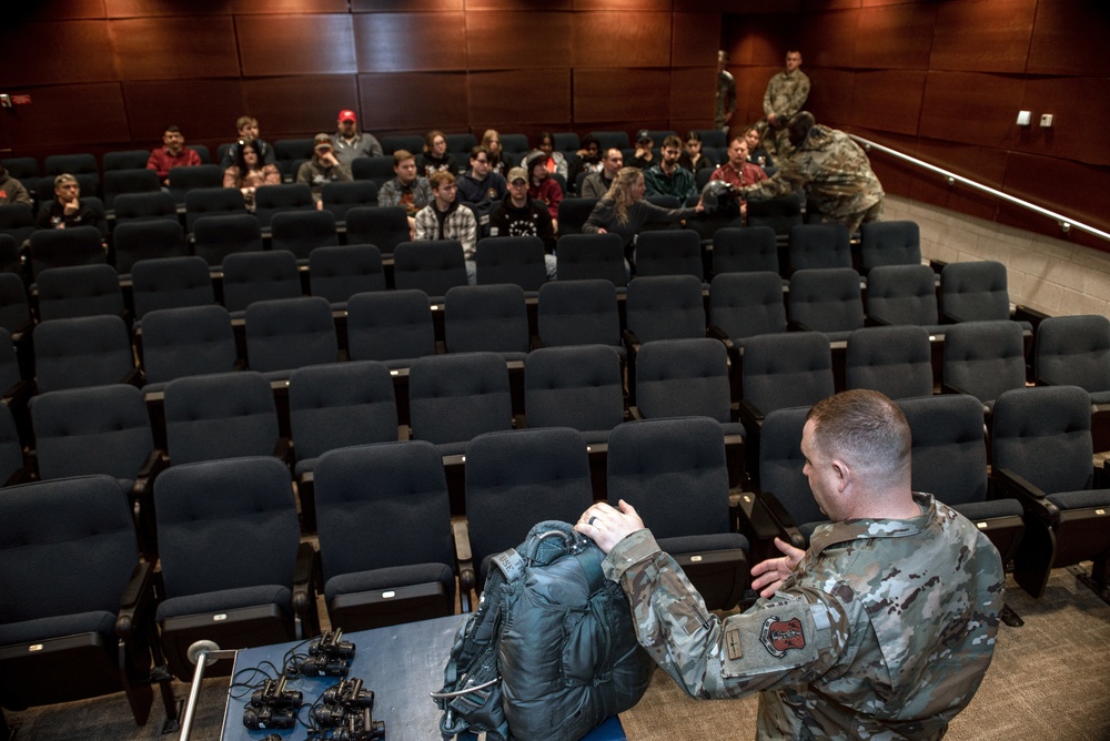 182nd Airlift Wing recruiters host Manual High School students for base tour