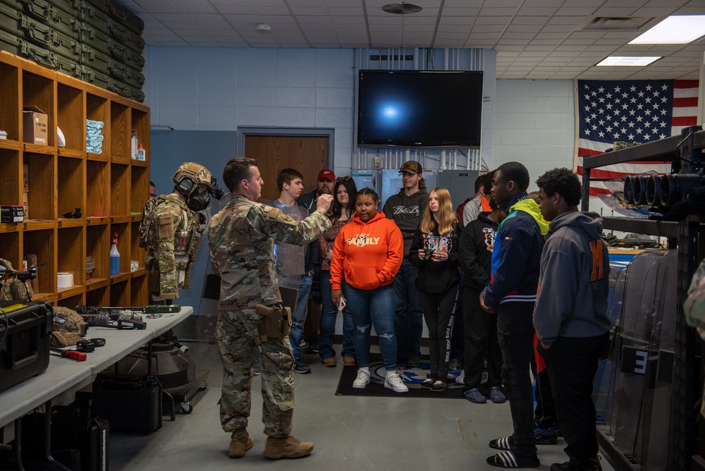 182nd Airlift Wing recruiters host Manual High School students for base tour