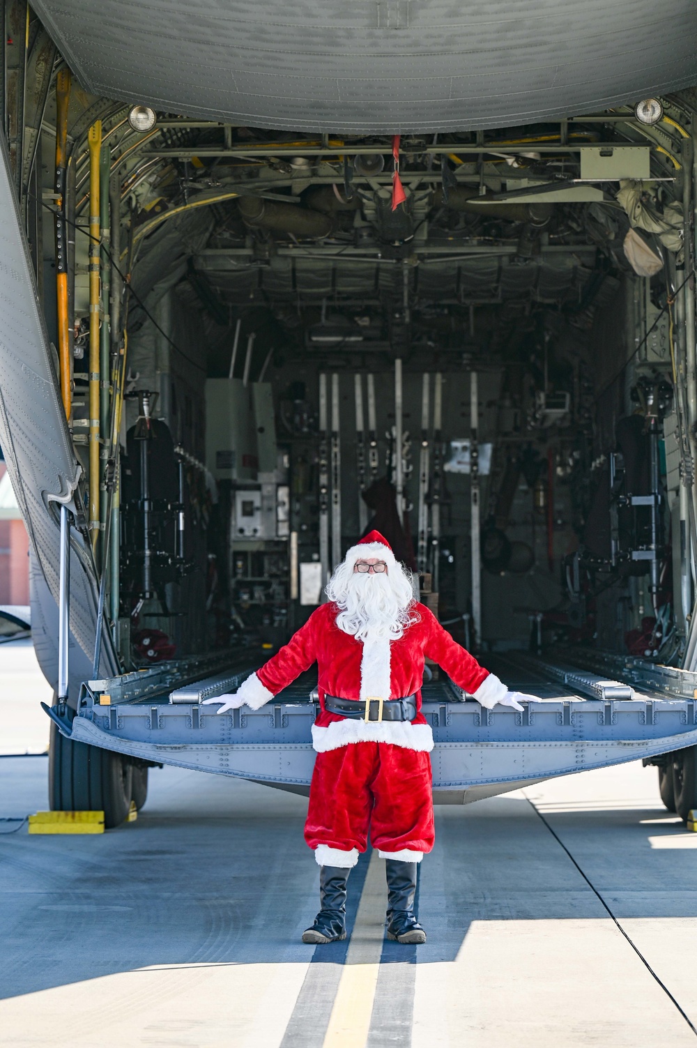 Santa Claus checks out the new C-130H Modifications at the 165 AW