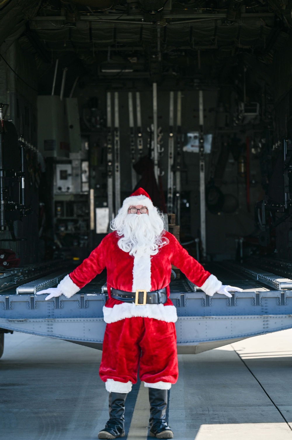 Santa Claus checks out the new C-130H Modifications at the 165 AW