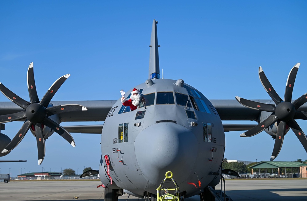 Santa Claus checks out the new C-130H Modifications at the 165 AW