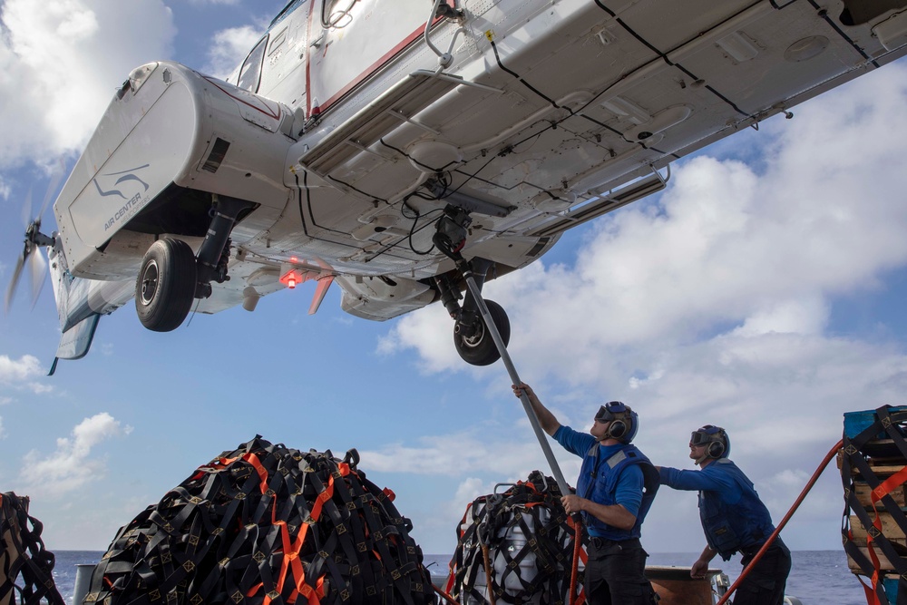 Decatur replenishment-at-sea with USNS Washington Chambers