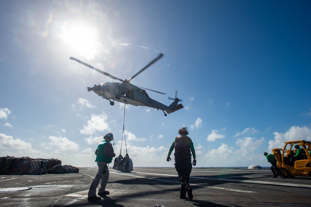 Navy Sailors Participate In A Replenishment At Sea