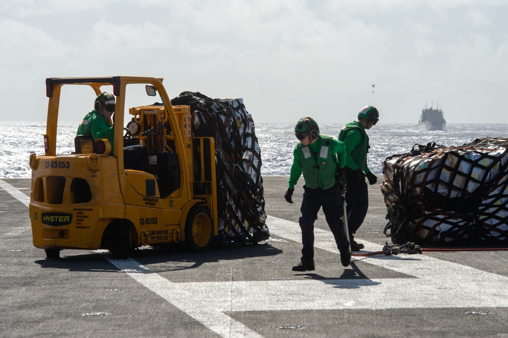 Navy Sailors Participate In A Replenishment At Sea