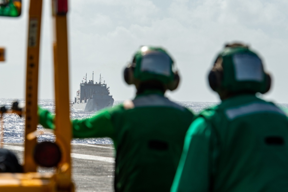 Navy Sailors Participate In A Replenishment At Sea