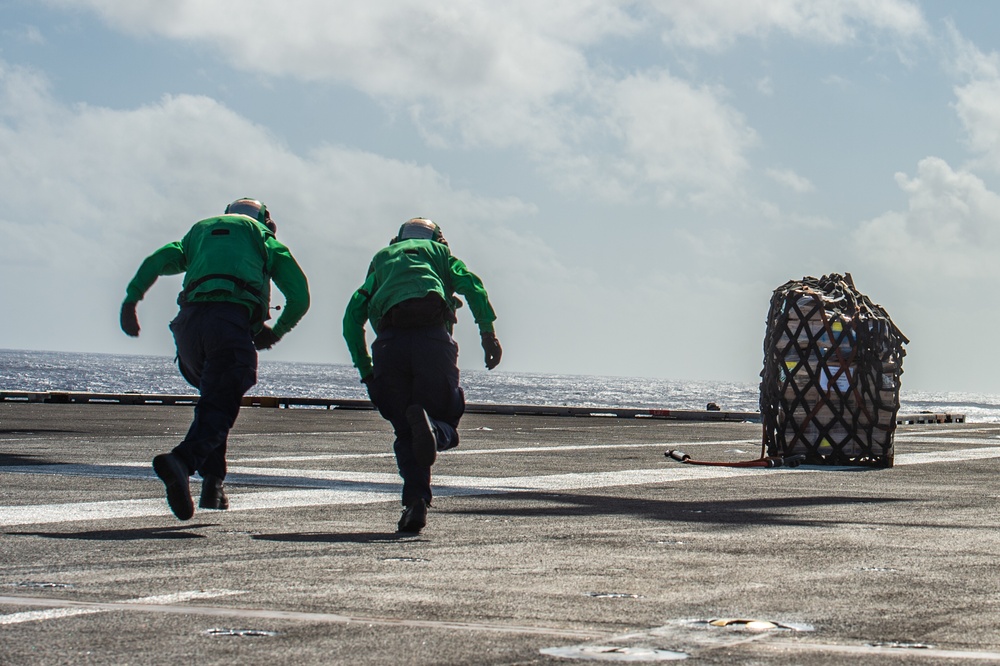 Navy Sailors Participate In A Replenishment At Sea