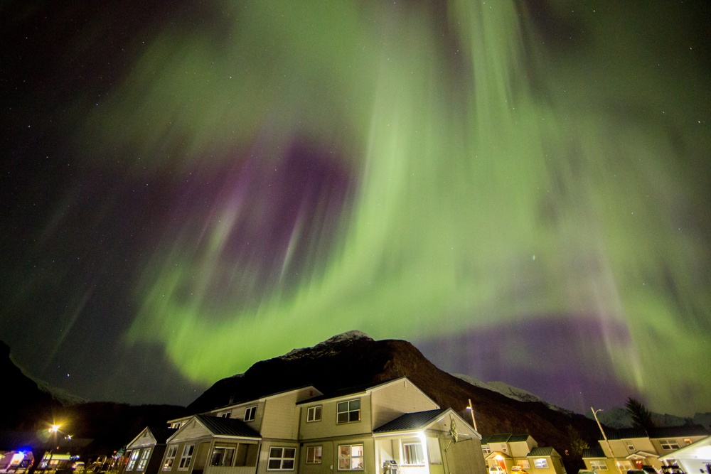 Aurora Borealis takes form over Coast Guard housing