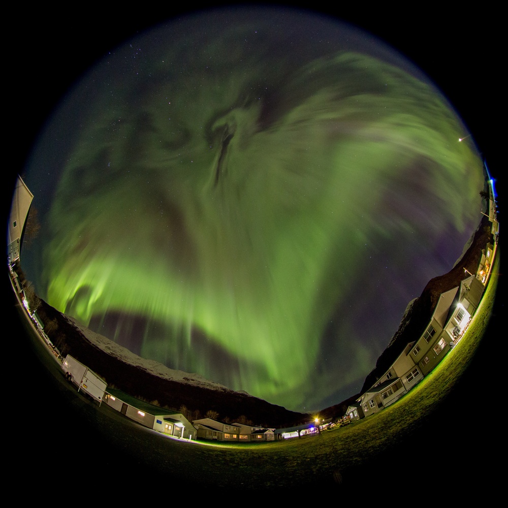 Aurora Borealis takes form over Coast Guard housing