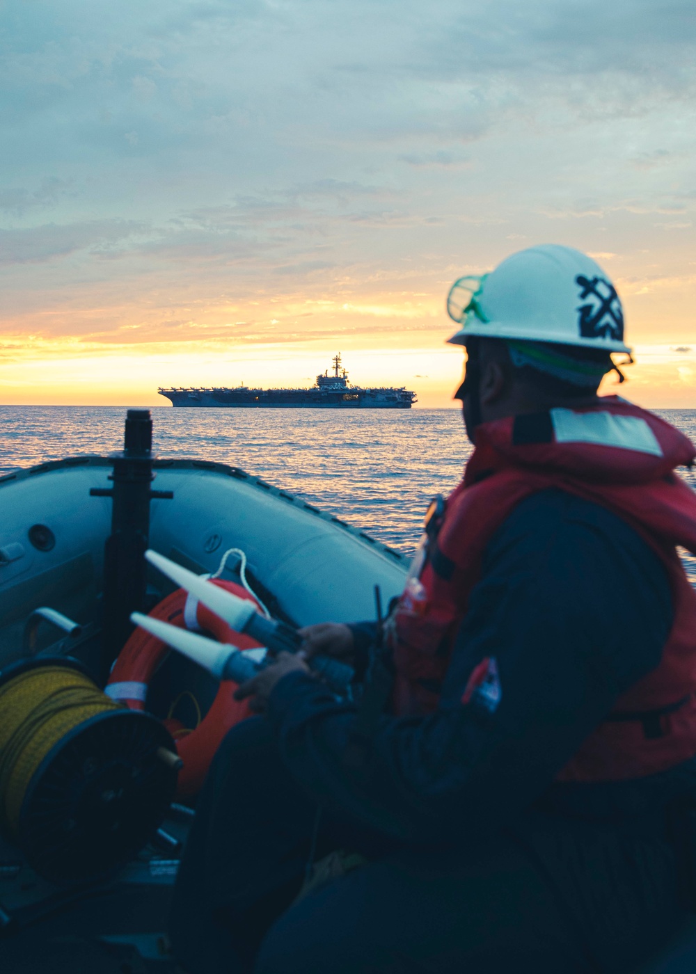 Sailors Aboard GHWB Conduct Man Overboard Training Sailors Aboard GHWB Conduct Man Overboard Training