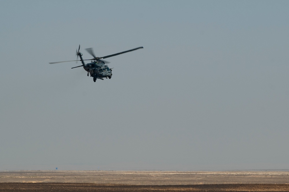 HH60Gs and F15Es conduct combat training