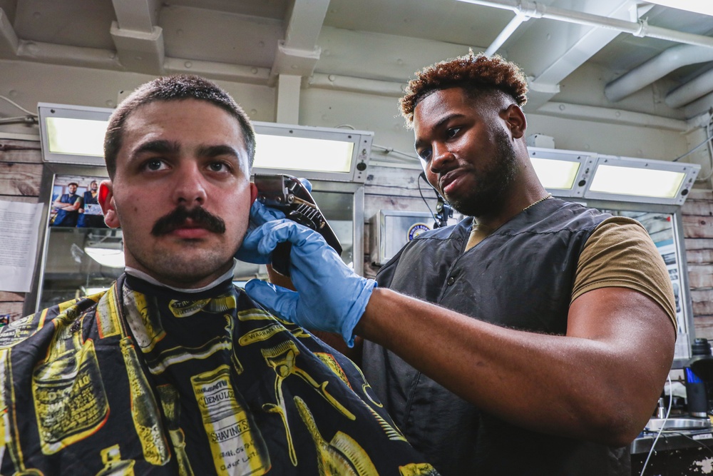 Sailors Cut Hair In The Nimitz Barbershop