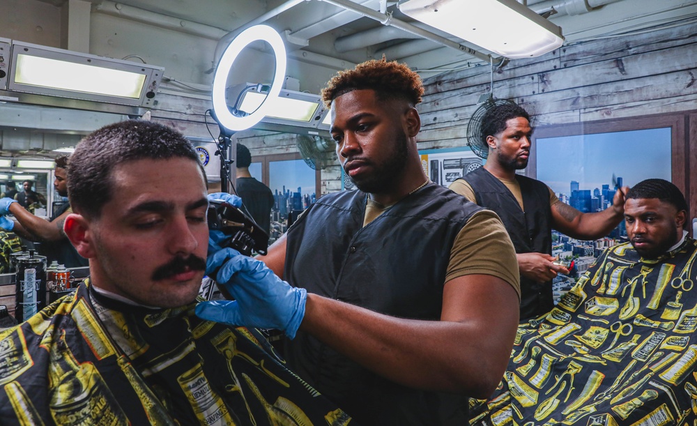 Sailors Cut Hair In The Nimitz Barbershop