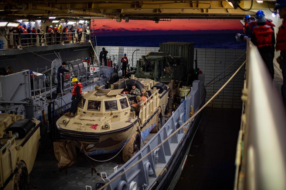 USS BATAAN SAILORS CONDUCT WELL DECK OPERATIONS